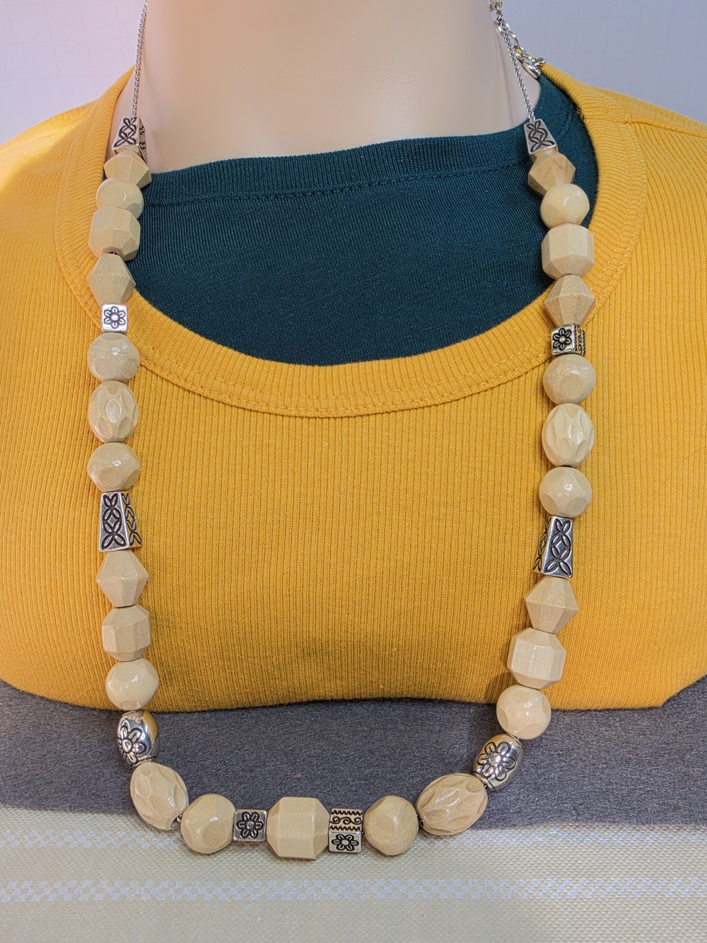 Brighton LANAI Neutral Beige Beaded Statement Necklace